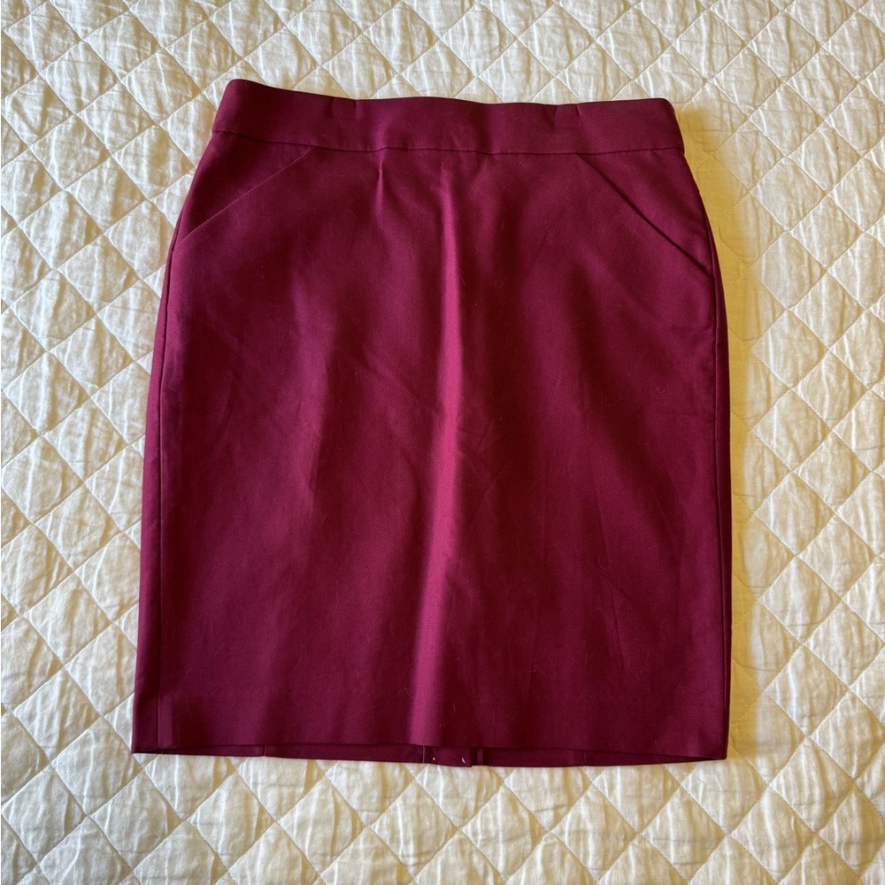 J Crew Burgundy Pencil Skirt